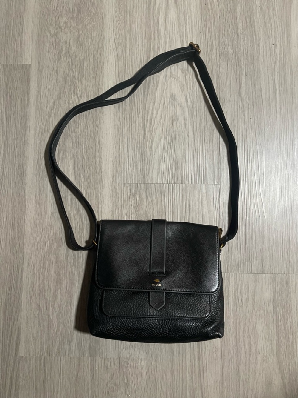 Fossil Black Leather Shoulder Crossbody Bag